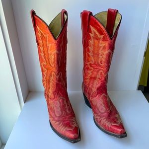 Corral Red Picasso Snip Toe Embroidery Western Boots
